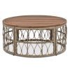 GO Bohemia-inspired 4-Person Outdoor Seating Group With Removable Cushions, Conversation Patio Set With Wood Tabletop, Beige