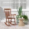 Outsunny Outdoor Wood Rocking Chair, 350 lbs. Porch Rocker with High Back for Garden, Patio, Balcony, Teak