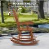 Outsunny Outdoor Wood Rocking Chair, 350 lbs. Porch Rocker with High Back for Garden, Patio, Balcony, Teak