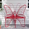 Modern Butterfly Cast Metal Garden Bench, Outdoor Bench Patio Seat, Park Bench Outdoor Seating for Garden, Yard, Park, Entryway