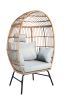 Outdoor Garden Wicker Egg Chair And Footstool Patio Chaise, With Cushions, Outdoor Indoor Basket Chair