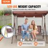 VEVOR 3-Seat Patio Swing Chair, Outdoor Patio Swing with Adjustable Canopy, Porch Swing with Armrests, Teslin Fabric and Alloy Steel Frame