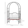 Outsunny Metal Trellis Arbor Arch for Climbing Plants with Garden Bench, Grow Grapes & Vines