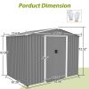 8x6 FT Outdoor Tool Storage Shed with Metal Foundation & Lockable Doors, All Weather Metal Sheds for Garden, Patio, Backyard, Lawn, Gray