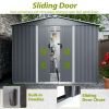 8x6 FT Outdoor Tool Storage Shed with Metal Foundation & Lockable Doors, All Weather Metal Sheds for Garden, Patio, Backyard, Lawn, Gray