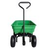 Garden Dump Cart with Steel Frame Outdoor Wagon with 10 Inch Pneumatic Tires, 55L Capacity, Green