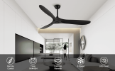 60 inch Ceiling Fan with Remote Control - Timed Lighting, Reversible Airflow and Quiet Operation for Living Room & Bedroom & Outdoor