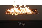 43" Smoked Glass Metal Rectangle Fire Pit (Black)