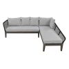 TOPMAX Modern 5-Person Outdoor Seating Group with Cushions Rope Waved Patio Sofa Set for Garden, Lawn, Poolside, L-Shaped, Black+Gray