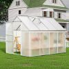 8' L x 6' W Walk-in Polycarbonate Greenhouse with Roof Vent,Sliding Doors,Aluminum Hobby Hot House for Outdoor Garden Backyard