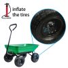 Garden Dump Cart with Steel Frame Outdoor Wagon with 10 Inch Pneumatic Tires, 55L Capacity, Green