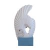 16.9x10.2x31.9" White Abstract Water Fountain with Blue Base with Light, for Indoor and Outdoor