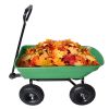 Garden Dump Cart with Steel Frame Outdoor Wagon with 10 Inch Pneumatic Tires, 55L Capacity, Green