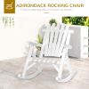 Outdoor Wooden Rocking Chair, Rustic Adirondack Rocker with Slatted Seat, High Backrest, Armrests for Patio, Garden, and Porch, Large, White