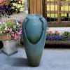 30.7' High Concrete Jar Water Fountain Outdoor Garden Fountain with Electric Pump and LED Light for Indoor Outdoor Home Decor