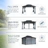 10' x 13' Hardtop Wood Gazebo for Patios, Outdoor Framed Gazebo with Polycarbonate Double Roof Canopy