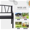 Outsunny 50" Metal Garden Bench, Black Outdoor Bench for 2 People, Park-Style Patio Seating, Decor with Smooth Armrests, Slatted Seat and Backrest