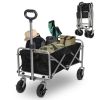 29"*13"*18" 100kg 600d Oxford Cloth Steel Frame Flat Folding Style Black Cloth Silver Frame Garden Folding Cart