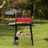 85*42*86cm Four Legs With Wheels Square Enamel Charcoal Oven Black Red