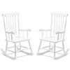 Patio Rocking Chair Solid Wood, Outdoor Porch Rocker Chair with Wooden Frame, Indoor Wooden Rocking Chair for Garden Backyard Balcony, White