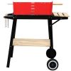 85*42*86cm Four Legs With Wheels Square Enamel Charcoal Oven Black Red