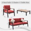 4 Pieces Aluminum Outdoor Patio Furniture Set, Modern Outdoor Sectional with Outdoor Patio Coffee Table & 7 Inch Cushion