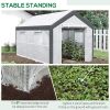 Outsunny 12' x 7' x 7' Walk-In Greenhouse, Outdoor Garden Warm Hot House with 4 Roll-up Windows, 2 Zippered Doors and Weather Cover, White