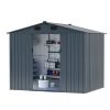 Outdoor Storage Shed, 8' X 6' Galvanized Steel Garden Shed with 4 Vents & Double Sliding Door, Utility Tool Shed Storage House for Backyard, Patio