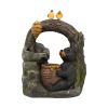 18.5x11.8x22.6" Decorative Two-Tiered Water Fountain with Woodland Animal Design, Outdoor Fountain with Light and Pump