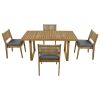 U_Style Multi-person Outdoor Acacia Wood Dining Table and Chair Set, Thick Cushions, Suitable for Balcony, Vourtyard, and Garden.