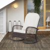 Outsunny Outdoor Wicker Rocking Chair with Wide Seat, Thick, Soft Cushion, Rattan Rocker w/Steel Frame, High Weight Capacity for Patio, Garden