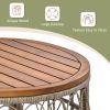 GO Bohemia-inspired 4-Person Outdoor Seating Group With Removable Cushions, Conversation Patio Set With Wood Tabletop, Beige