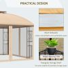 10' x 10' Patio Gazebo with Corner Shelves, Double Roof Outdoor Gazebo Canopy Shelter with Removable Mesh Netting, for Garden, Lawn, Backyard and Deck