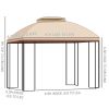 10' x 10' Patio Gazebo with Corner Shelves, Double Roof Outdoor Gazebo Canopy Shelter with Removable Mesh Netting, for Garden, Lawn, Backyard and Deck