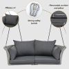 GO 51.9" 2-Person Hanging Seat, Rattan Woven Swing Chair, Porch Swing With Ropes, Gray Wicker And Cushion