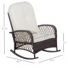 Outsunny Outdoor Wicker Rocking Chair with Wide Seat, Thick, Soft Cushion, Rattan Rocker w/Steel Frame, High Weight Capacity for Patio, Garden