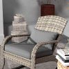 Outsunny Outdoor Wicker Adirondack Rocking Chair, Patio Rattan Rocker Chair with High Back, Seat Cushion, and Pillow for Garden, Porch, Balcony, Gray