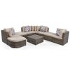 GO 8-piece Outdoor Wicker Sofa Set, Rattan Sofa Lounger, With Colorful Pillows, Conversation Sofa, For Patio, Garden, Deck, Brown Wicker