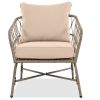 GO Bohemia-inspired 4-Person Outdoor Seating Group With Removable Cushions, Conversation Patio Set With Wood Tabletop, Beige