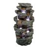 Outdoor Fountain 40.5inches High Rocks Outdoor Water Fountain with LED Lights