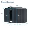 Outdoor Storage Shed, 8' X 6' Galvanized Steel Garden Shed with 4 Vents & Double Sliding Door, Utility Tool Shed Storage House for Backyard, Patio