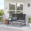 Outsunny 2-Person Outdoor Glider Bench, Patio Double Swing Rocking Chair Loveseat w/ Powder Coated Steel Frame for Backyard Garden Porch, Black