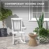 Outsunny Outdoor Wood Rocking Chair, 350 lbs. Porch Rocker with High Back for Garden, Patio, Balcony, White