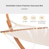 Outsunny Outdoor Hammock with Stand & Accessories, Heavy Duty Wooden Frame, Extra Large Sun Shade Canopy, Indoor Outside Boho Style Nap Bed