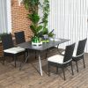 Outsunny 4 PE Rattan Outdoor Dining Chairs with Cushions, Patio Wicker Dining Chairs with Backrests for Porch, Deck, Garden, Cream White