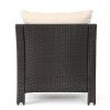 ANTIBES 4PCS Wicker Chat Set - Brown wicker and Beige cushion