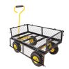 Wagon Cart Garden cart trucks make it easier to transport firewood Yellow+Black