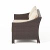 ANTIBES 4PCS Wicker Chat Set - Brown wicker and Beige cushion