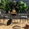 31.5 Inch Patio Fire Pit Dining Table With Cooking BBQ Grate