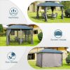 Outdoor Gazebo 10'x12', Permanent Hardtop Gazebo with Aluminum Frame for Patios Deck Backyard, Galvanized Steel Double Roof